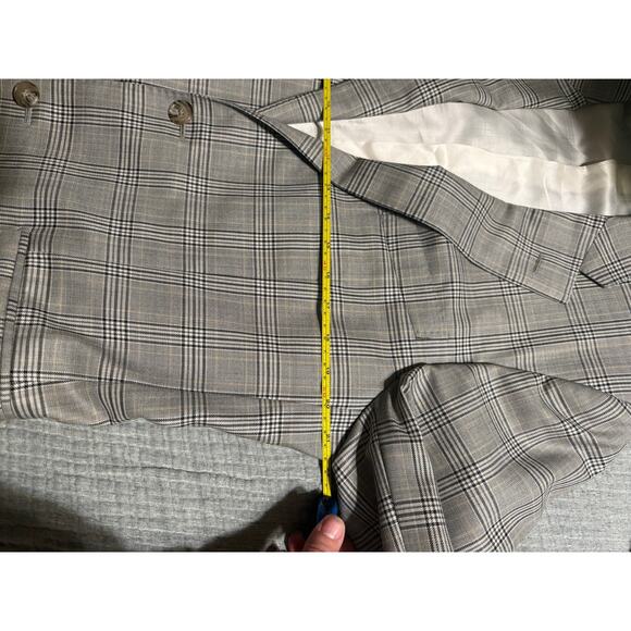 Corneliani Men's Extra Fine Virgin Wool Plaid Striped Grey Jacket Size 42L US - Picture 11 of 14